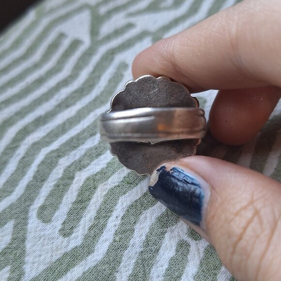 Silver and turqoise ethnic ring - Picture 5 of 11